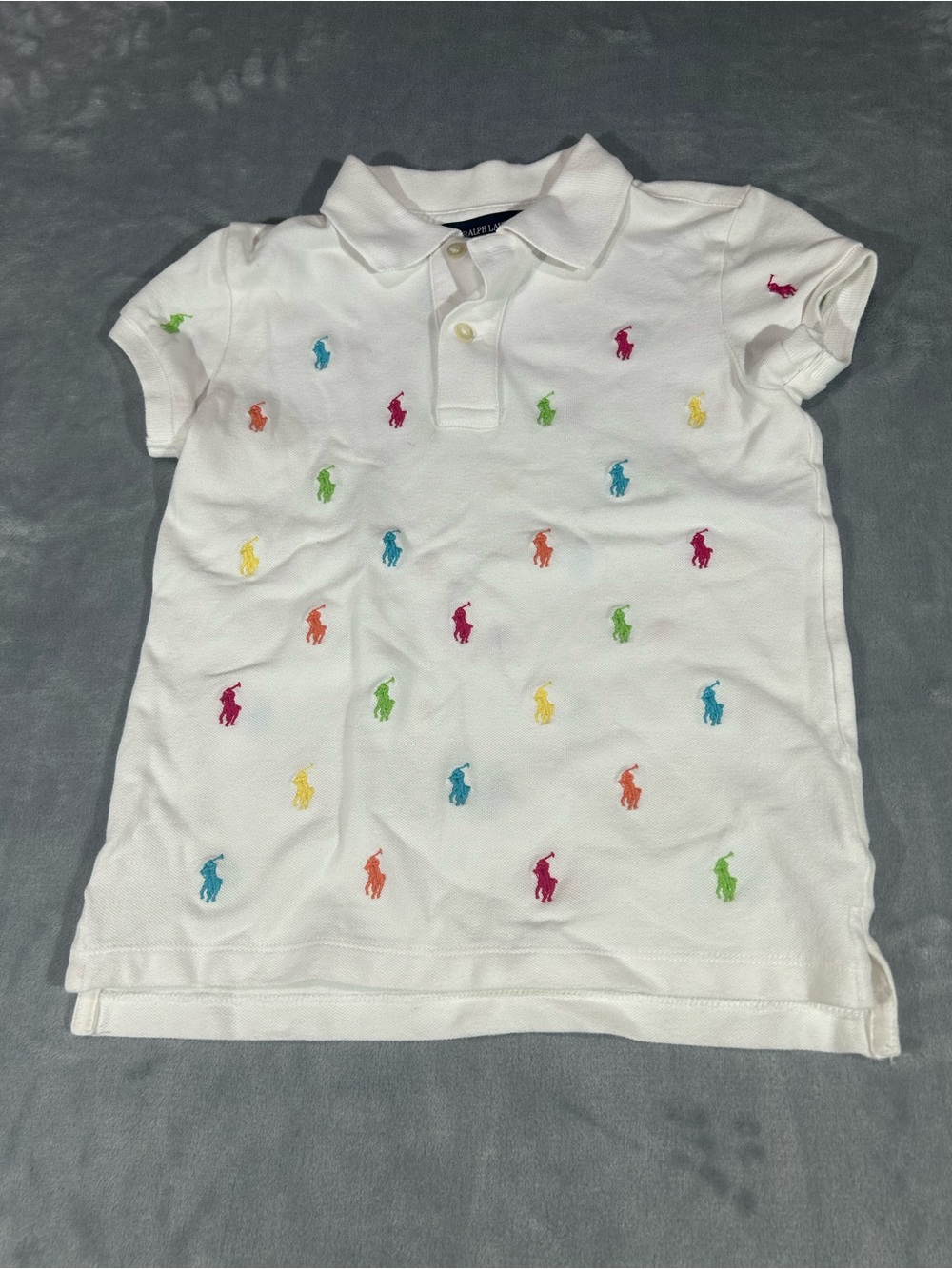Ralph Lauren Kids White Logo Embroidered Cotton TShirt 6 Yrs